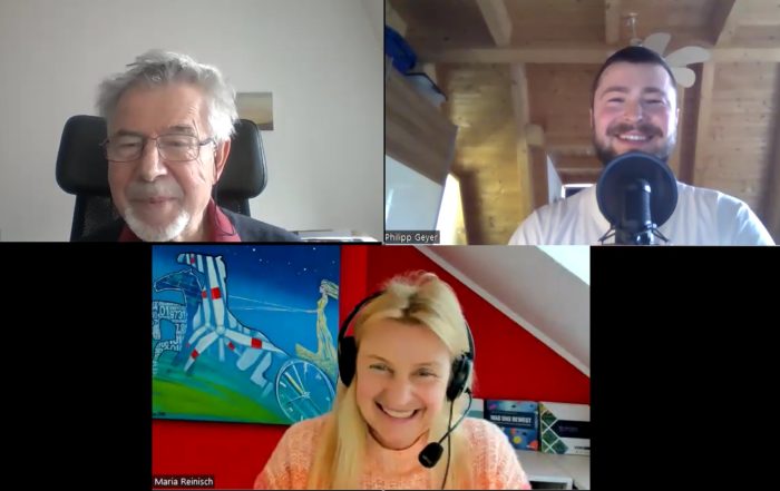 Podcastaufnahme Politik-Podcast VDW mit Lothar Brock, Philipp Geyer und Maria Reinisch