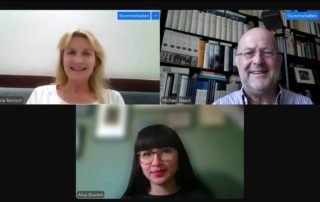 Screenshot bei der Podcastaufnahme mit Prof Dr Michael Staack, Dr Maria Reinisch und Alisa Grunert